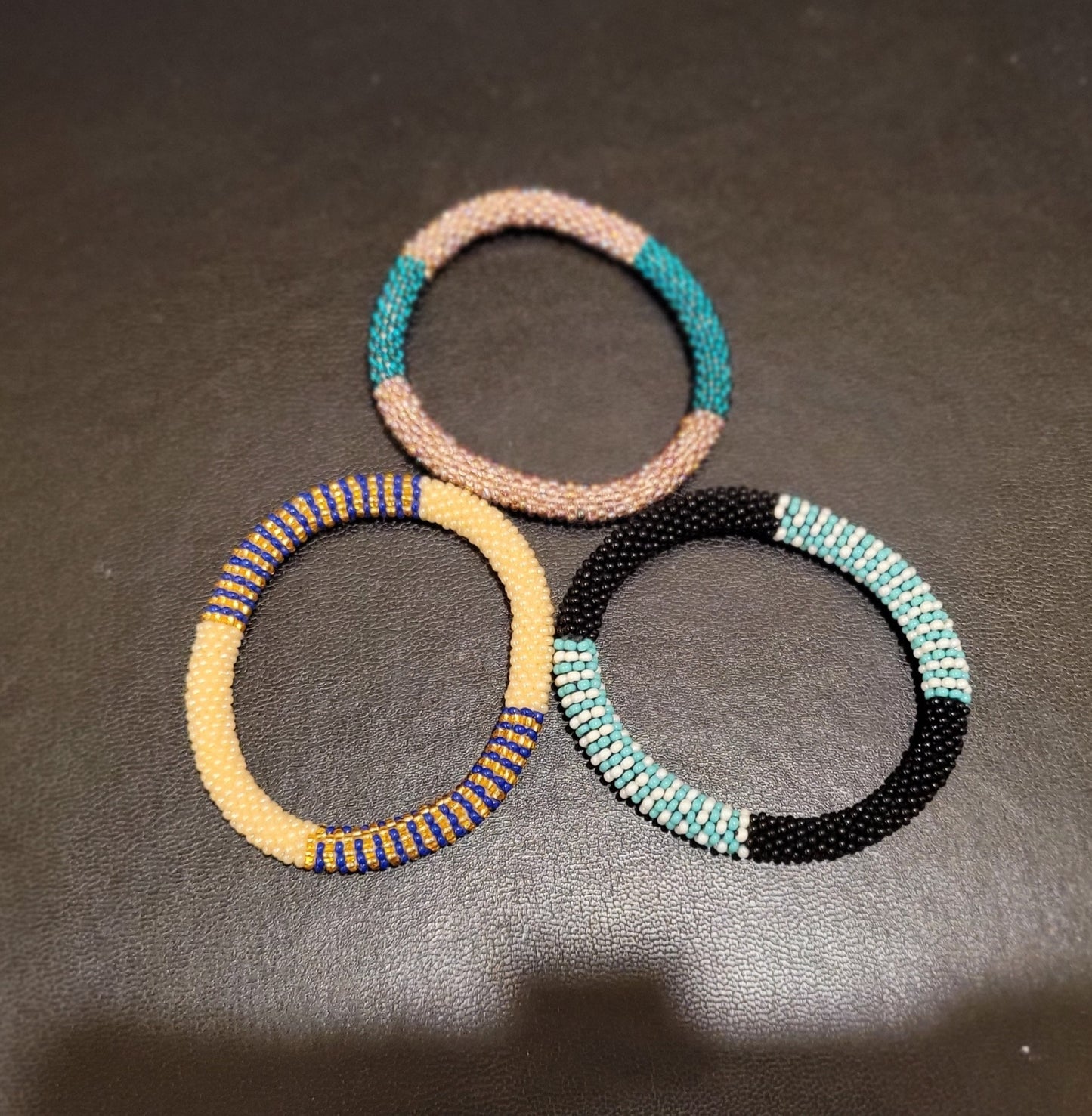 Duo Color Seed Bead Bracelets