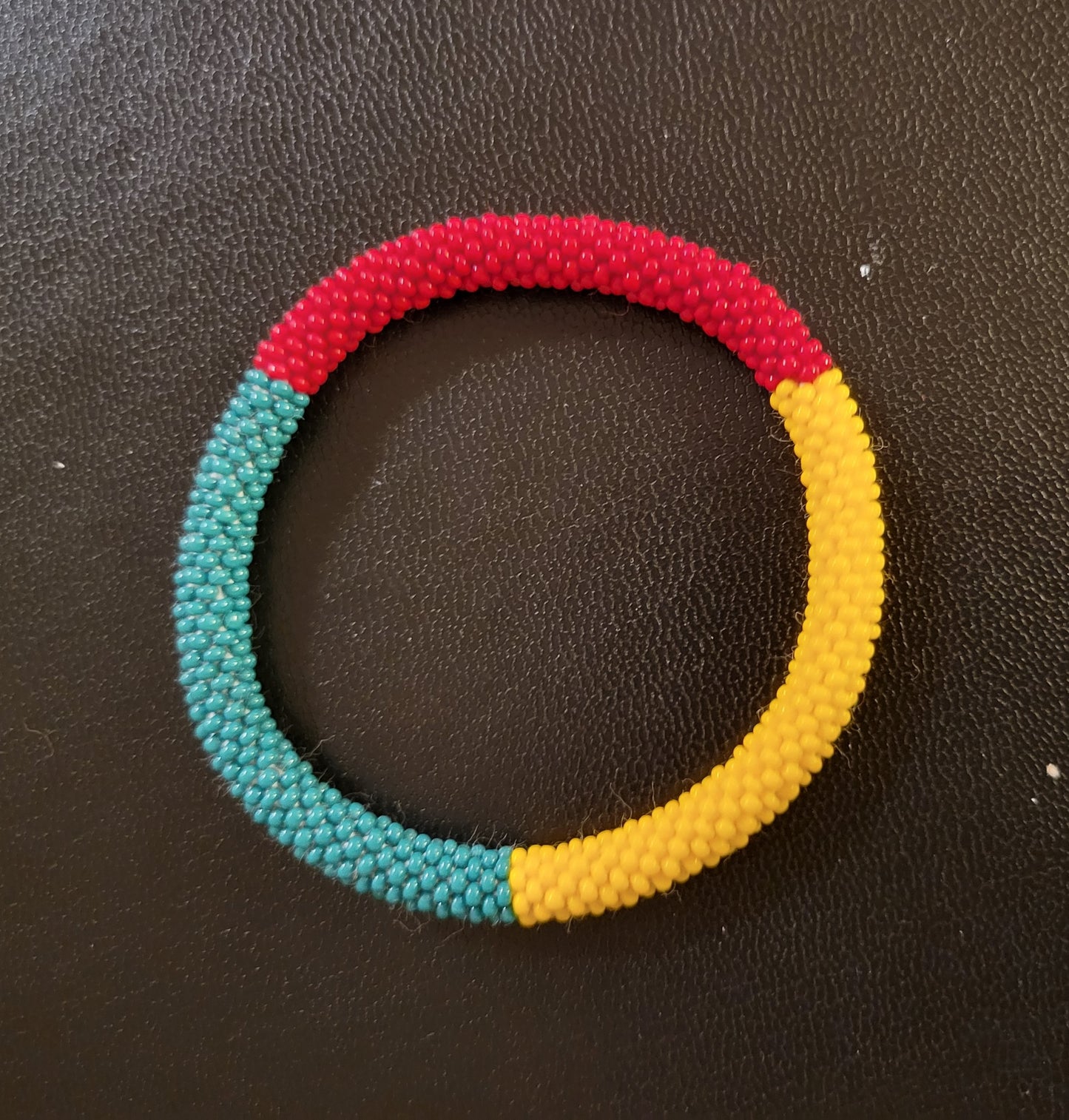 Red X Blue X Yellow Seed Bead Bracelet