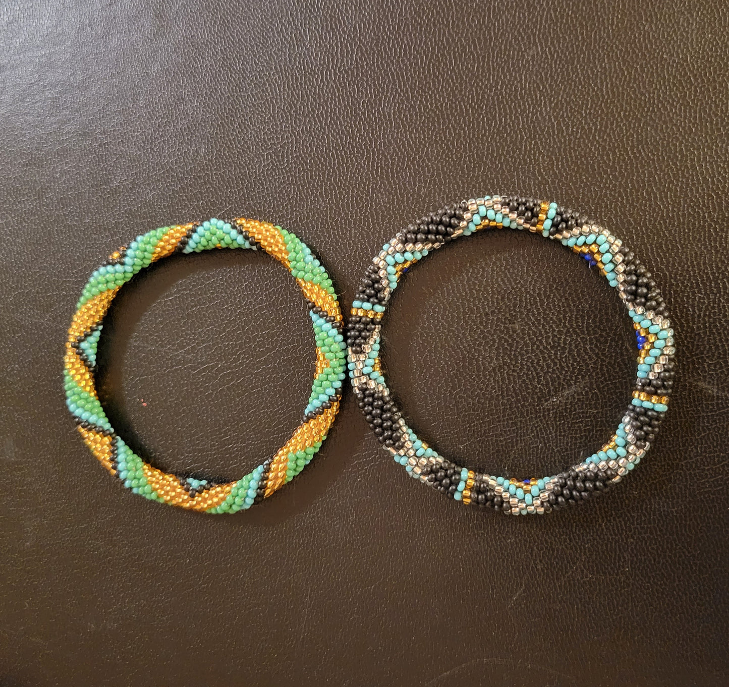 Triangular Spiral Seed Bead Bracelet