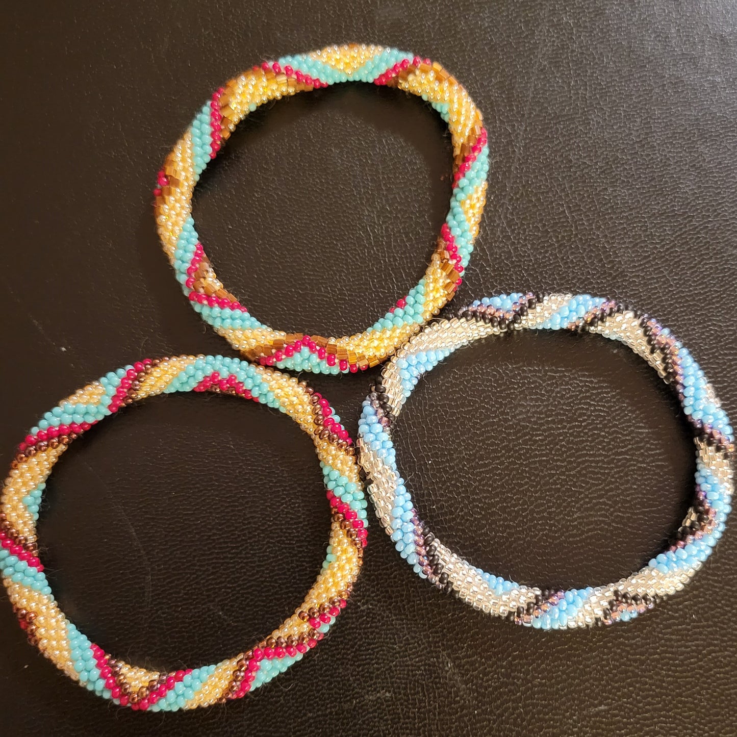 Triangular Spiral Seed Bead Bracelet